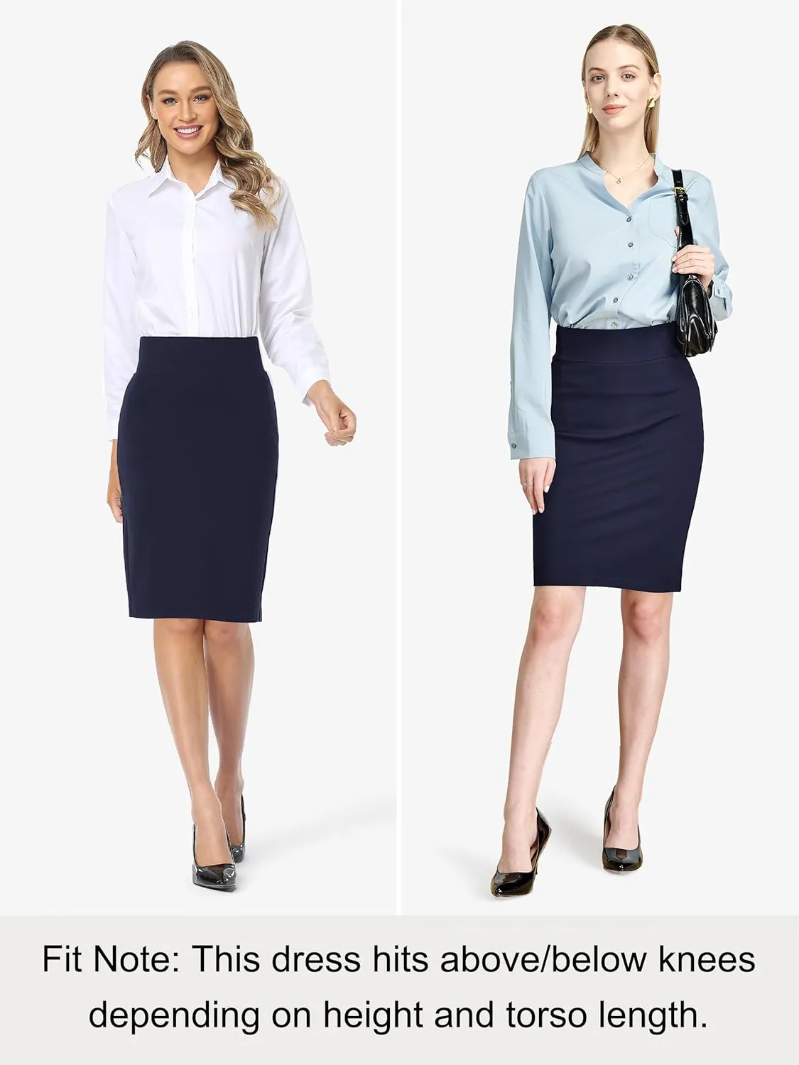 Tapata Womens Pencil Skirts Stretch Office Work Skirt Knee Length High Waist Midi Ponte Bodycon for Business Casual