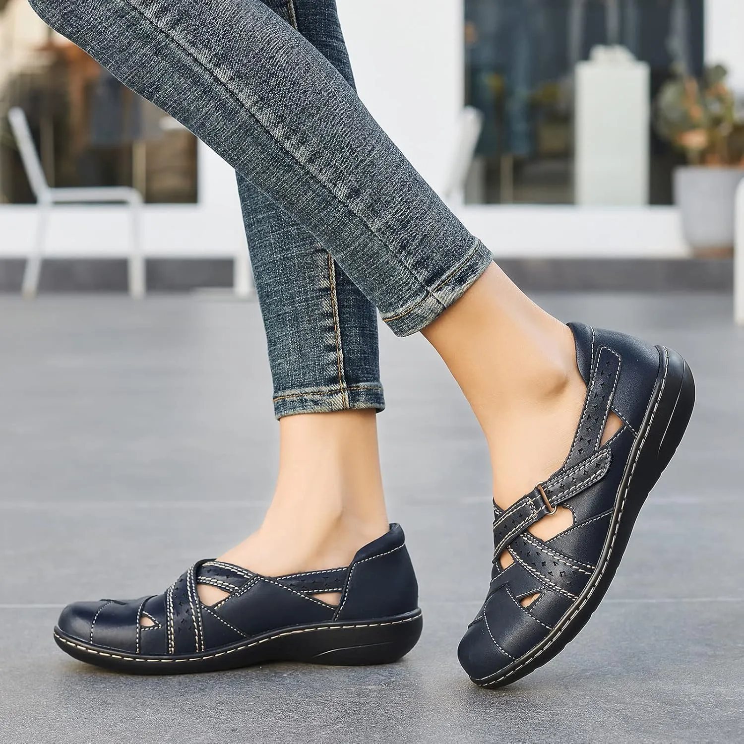 TERRIKAT Women's Casual Loafers Cute Slip On Comfort Walking Flats Leather Driving Moccasins Fashion Closed Toe Boat Shoes