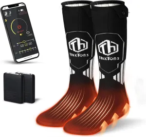 ThxToms Heated Socks for Men Women with App Control, 5000mAh Rechargeable Battery Electric Heating Socks,Upgraded Washable Foot Warmer for Arthritis Ice Fishing Skiing Hunting