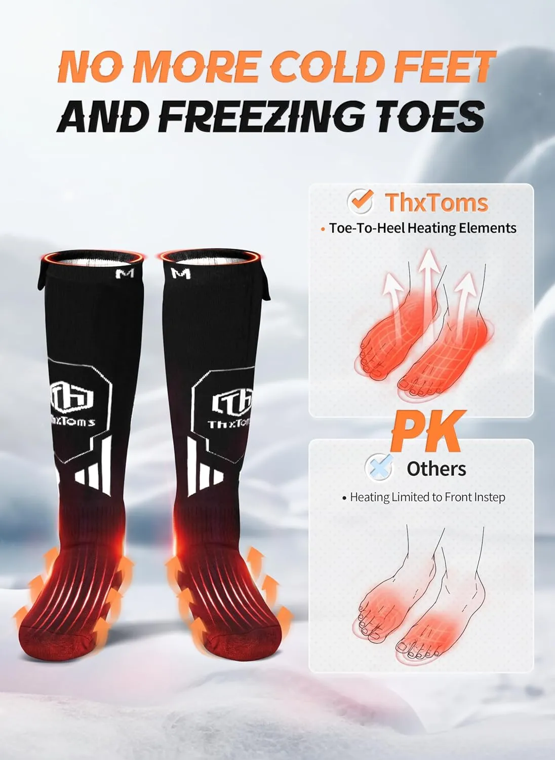 ThxToms Heated Socks for Men Women with App Control, 5000mAh Rechargeable Battery Electric Heating Socks,Upgraded Washable Foot Warmer for Arthritis Ice Fishing Skiing Hunting