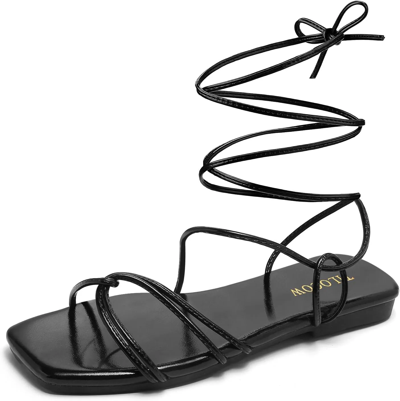 Tilocow Womens Gladiator Strappy Sandals Flats Slides Thong Lace up Dressy Summer Roman Shoes