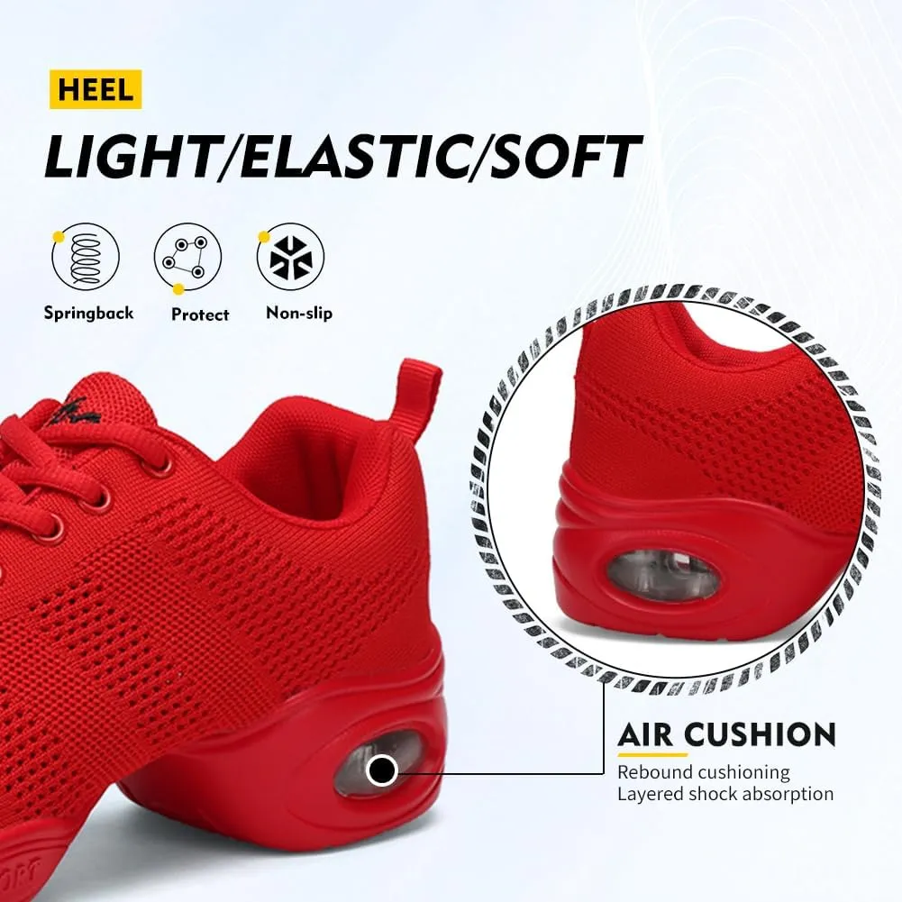 TINRYMX Women Modern Dance Sneakers Lace up Air Cushion Ballroom Jazz Hip hop Practice Dance Shoes,Model-LYX876