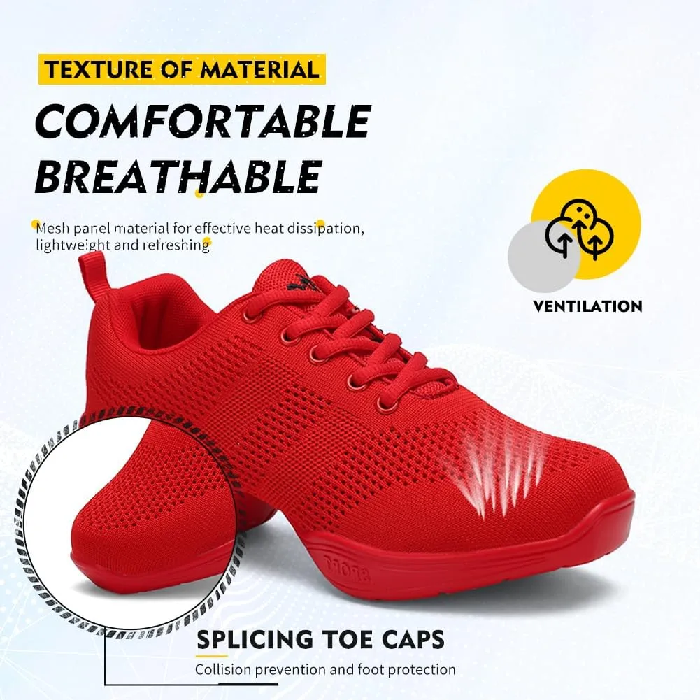 TINRYMX Women Modern Dance Sneakers Lace up Air Cushion Ballroom Jazz Hip hop Practice Dance Shoes,Model-LYX876