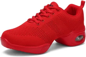 TINRYMX Women Modern Dance Sneakers Lace up Air Cushion Ballroom Jazz Hip hop Practice Dance Shoes,Model-LYX876