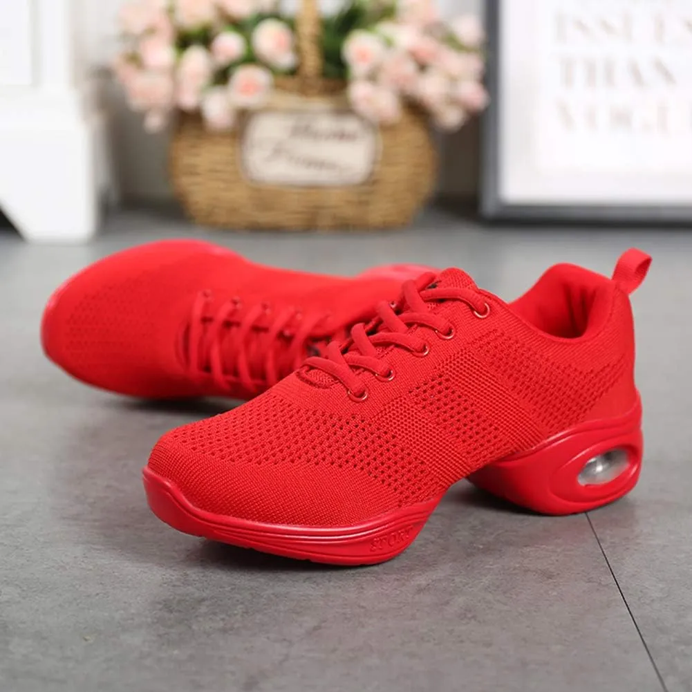 TINRYMX Women Modern Dance Sneakers Lace up Air Cushion Ballroom Jazz Hip hop Practice Dance Shoes,Model-LYX876