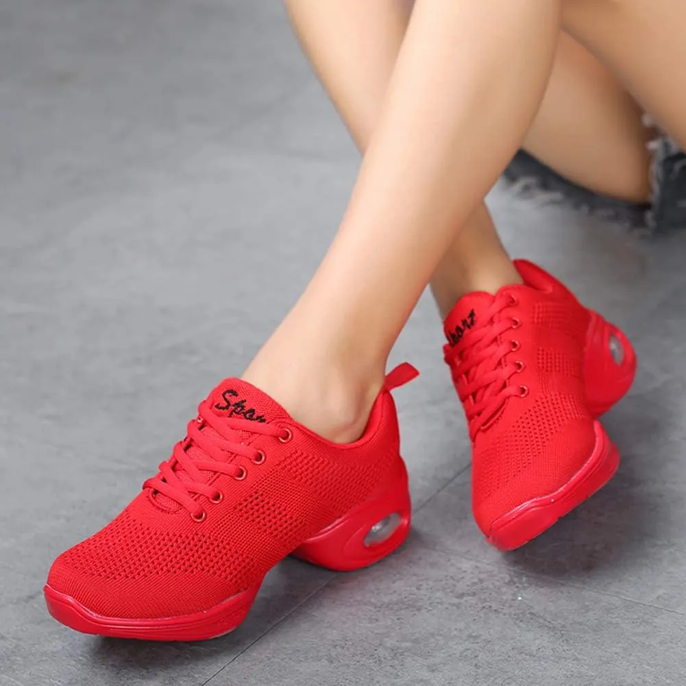 TINRYMX Women Modern Dance Sneakers Lace up Air Cushion Ballroom Jazz Hip hop Practice Dance Shoes,Model-LYX876