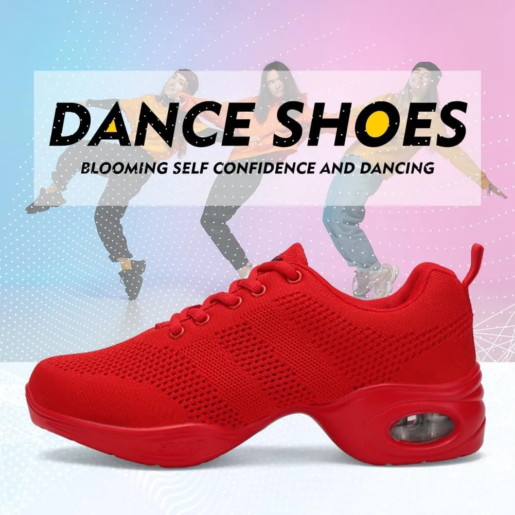 TINRYMX Women Modern Dance Sneakers Lace up Air Cushion Ballroom Jazz Hip hop Practice Dance Shoes,Model-LYX876