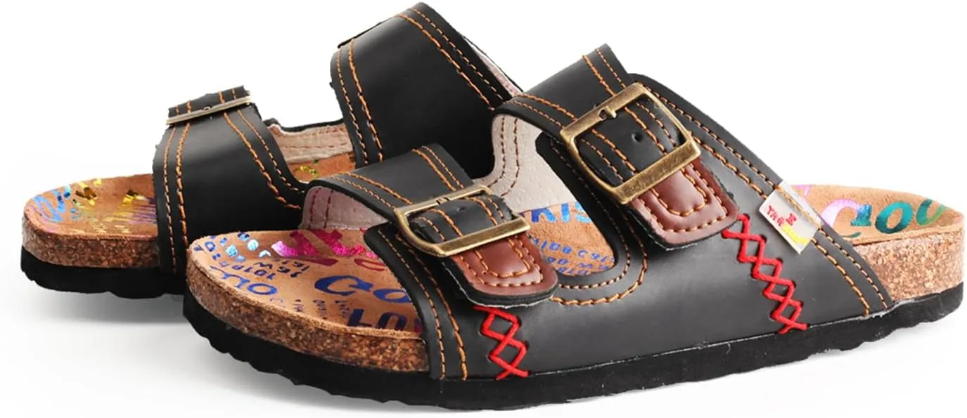 TMA EYES Womens Casual Adjustable Buckle Athleti Slipper Memory Foam Cushion Non-Slip Orthopedic Comfortable Arch Supportive Cork Footbed Sandals