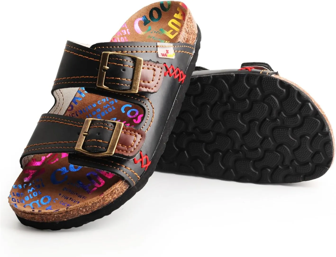 TMA EYES Womens Casual Adjustable Buckle Athleti Slipper Memory Foam Cushion Non-Slip Orthopedic Comfortable Arch Supportive Cork Footbed Sandals