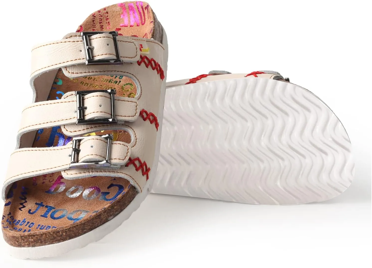TMA EYES Womens Flat Slide Sandals with Arch Support Strap Adjustable Buckle Non Slip Rubber Sole