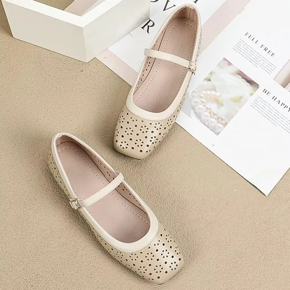 TN TANGNEST Flat Shoes for Women Retro Square Toe Mary Jane Flats Shiny Ballet Flats Comfortable Office Flats