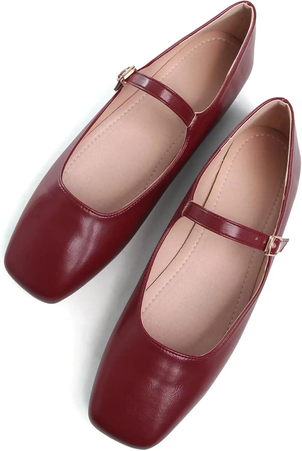 TN TANGNEST Women's Leather Flats Comfortable Square Toe Dress Flats Retro Soft Mary Jane Flats