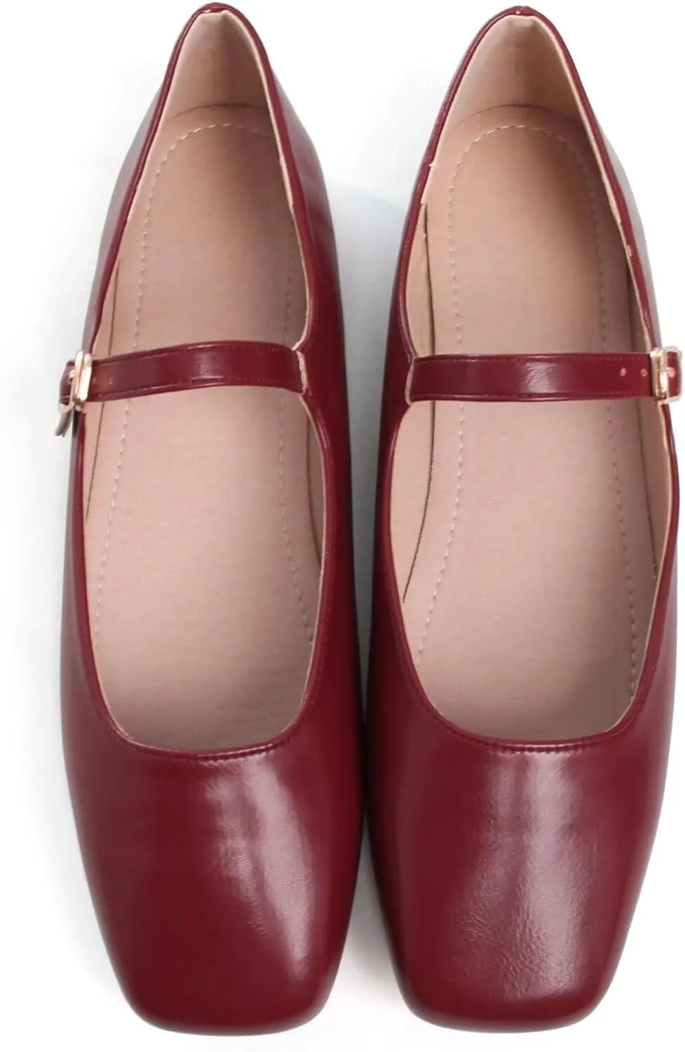 TN TANGNEST Women's Leather Flats Comfortable Square Toe Dress Flats Retro Soft Mary Jane Flats