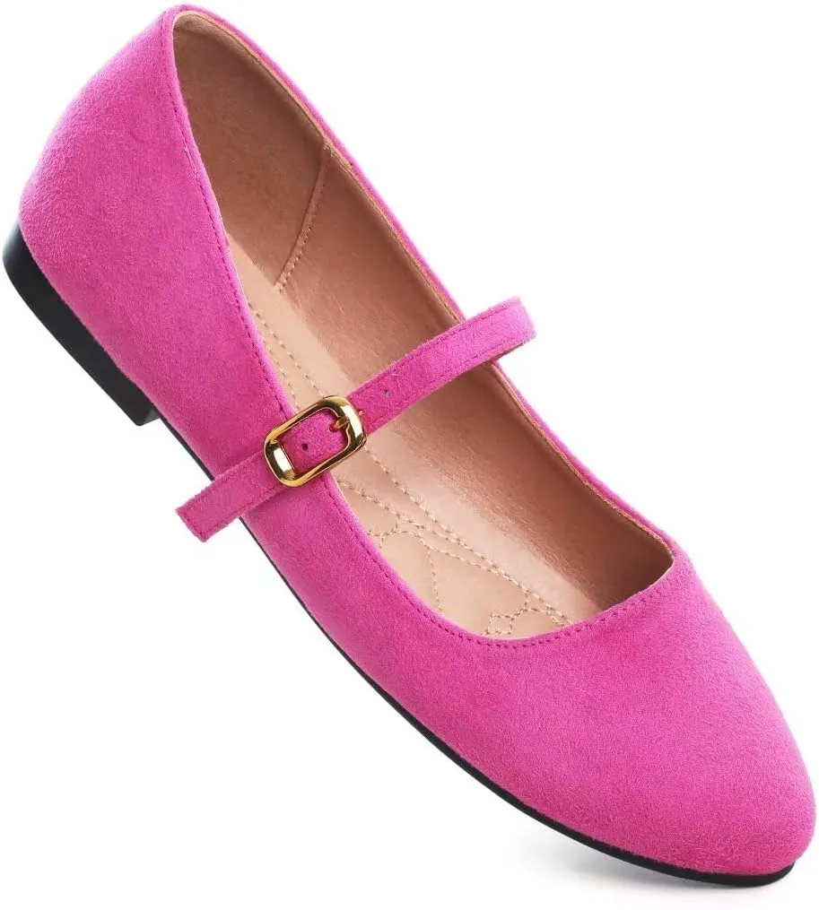 TN TANGNEST Women's Leather Flats Comfortable Square Toe Dress Flats Retro Soft Mary Jane Flats