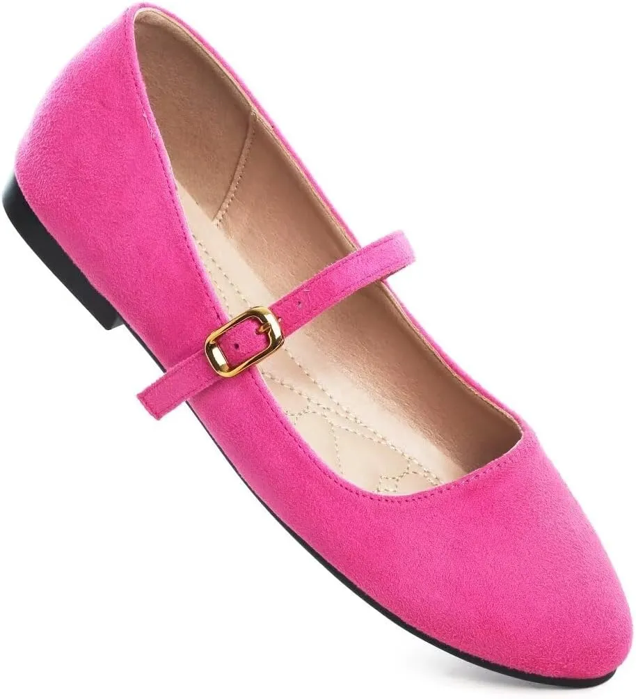 TN TANGNEST Women's Leather Flats Comfortable Square Toe Dress Flats Retro Soft Mary Jane Flats