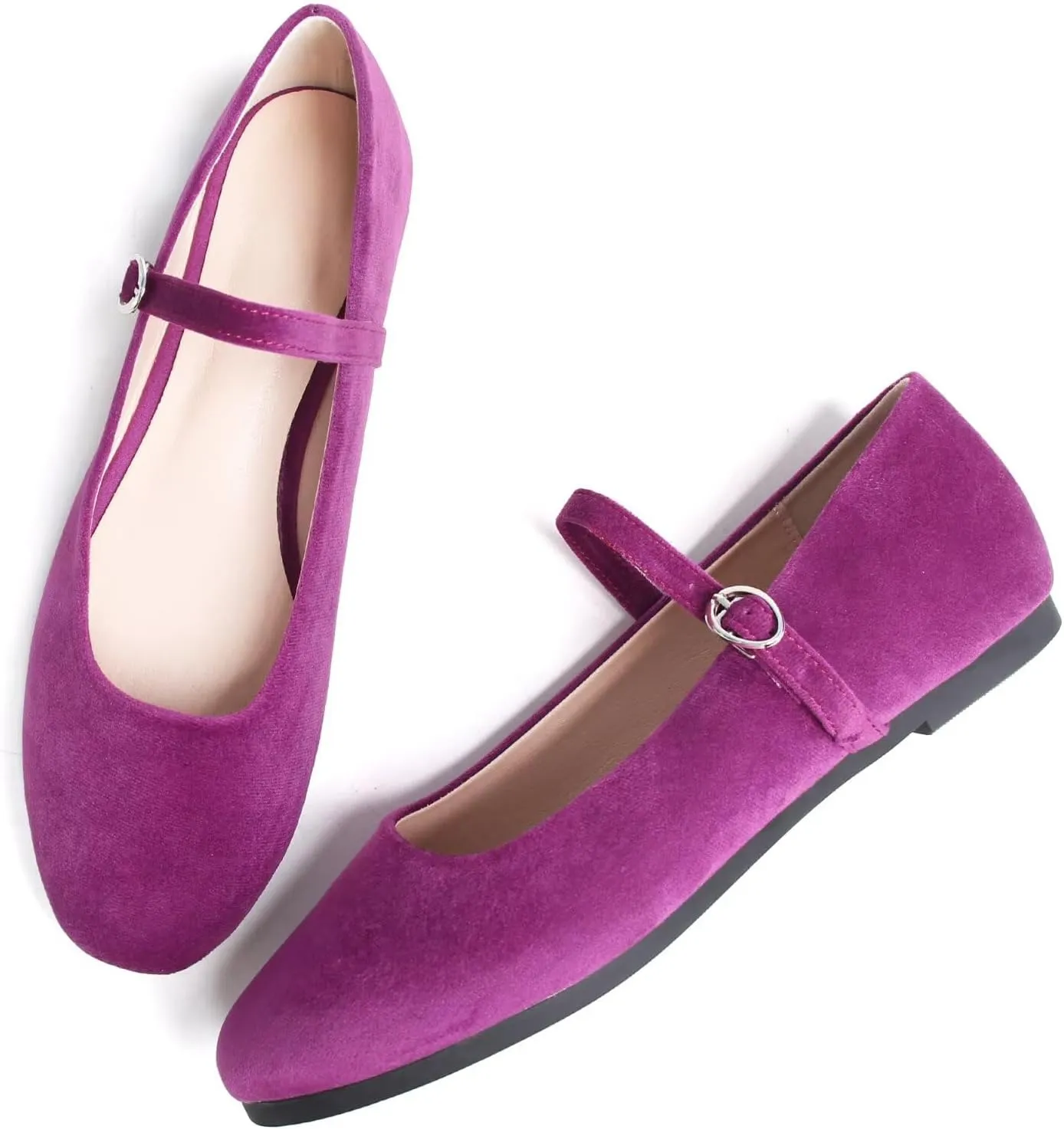TN TANGNEST Women's Mary Jane Flats Fashion Square Toe Slip On Buckle Flats Soft Comfortable Casual Flat Shoes