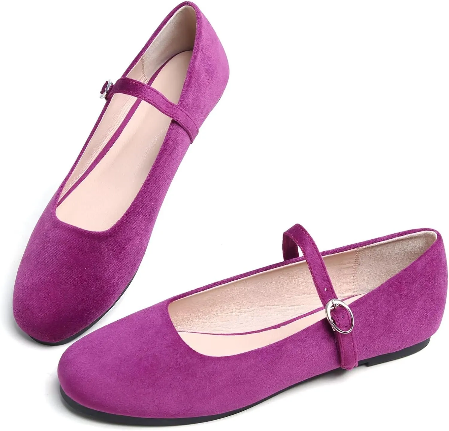 TN TANGNEST Women's Mary Jane Flats Fashion Square Toe Slip On Buckle Flats Soft Comfortable Casual Flat Shoes