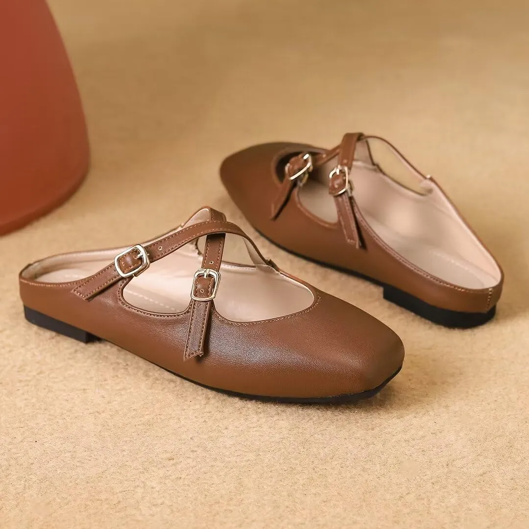 TN TANGNEST Women's Slip On Flats Comfortable Square Toe Mary Jane Flats Soft Dance Ballet Flats