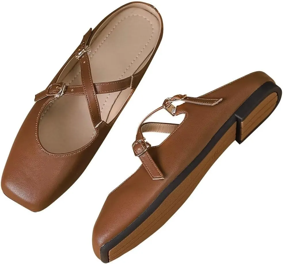 TN TANGNEST Women's Slip On Flats Comfortable Square Toe Mary Jane Flats Soft Dance Ballet Flats