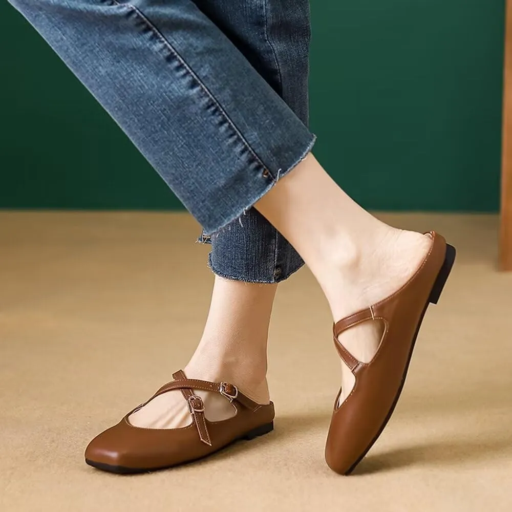 TN TANGNEST Women's Slip On Flats Comfortable Square Toe Mary Jane Flats Soft Dance Ballet Flats