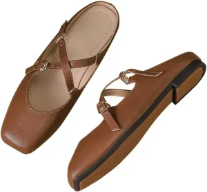 TN TANGNEST Women's Slip On Flats Comfortable Square Toe Mary Jane Flats Soft Dance Ballet Flats