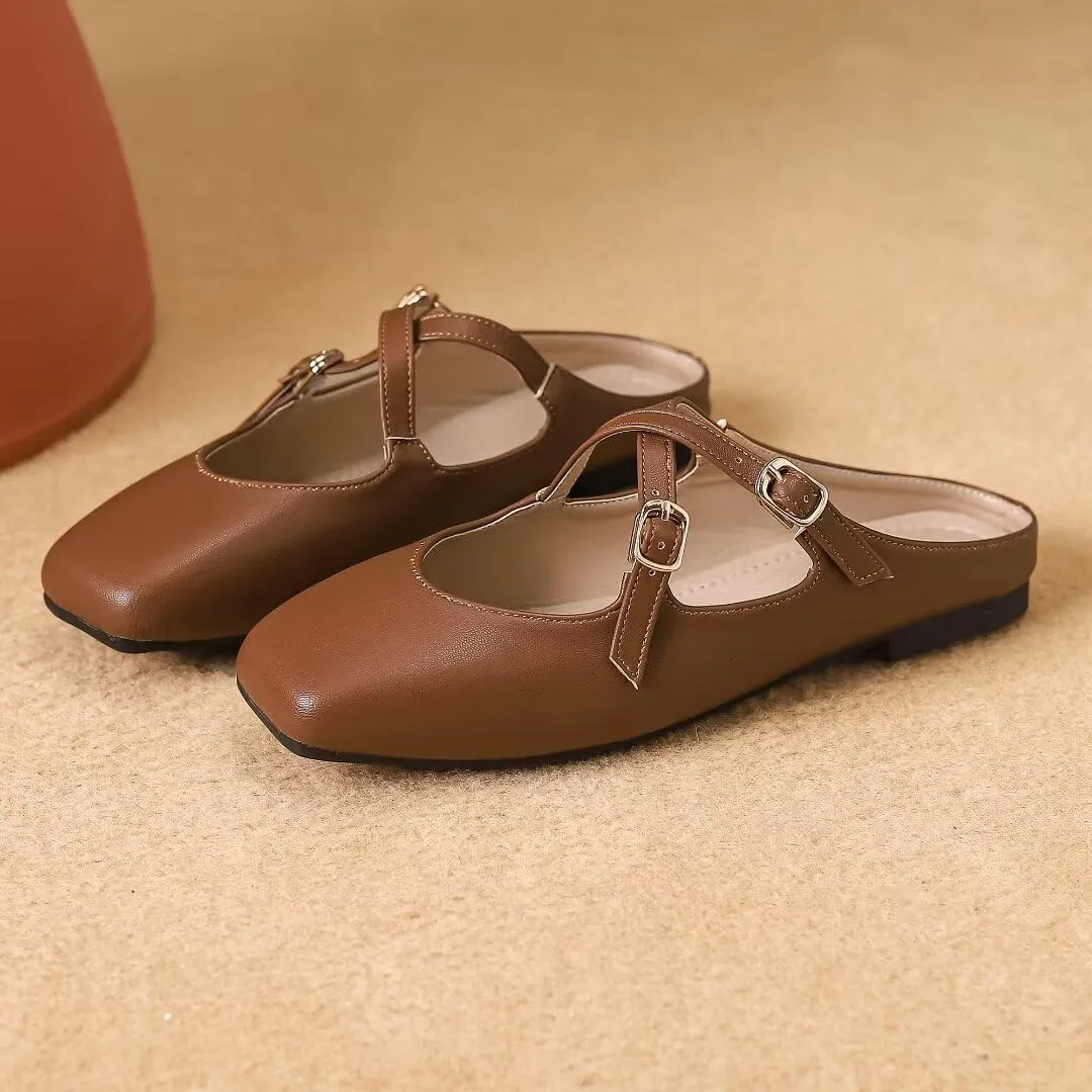 TN TANGNEST Women's Slip On Flats Comfortable Square Toe Mary Jane Flats Soft Dance Ballet Flats
