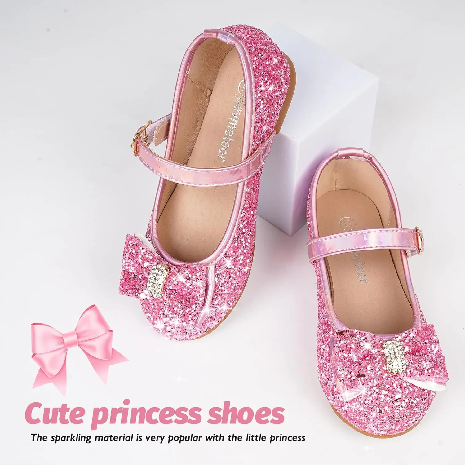 Toddler Girls Flats Mary Jane Shoes Flower Girl Dress Shoes School Wedding Party Ballet Flats for Little Kids