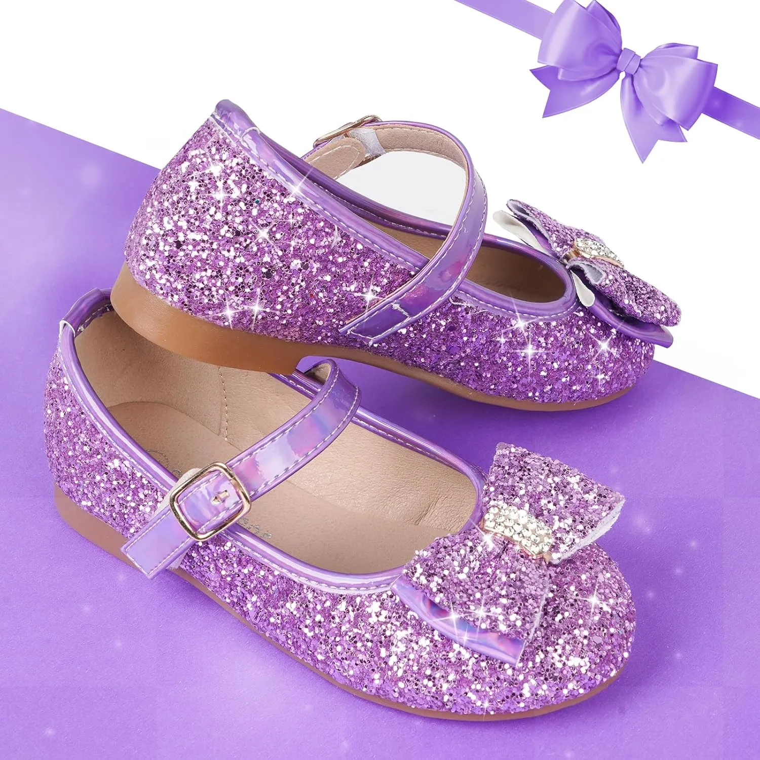 Toddler Girls Flats Mary Jane Shoes Flower Girl Dress Shoes School Wedding Party Ballet Flats for Little Kids