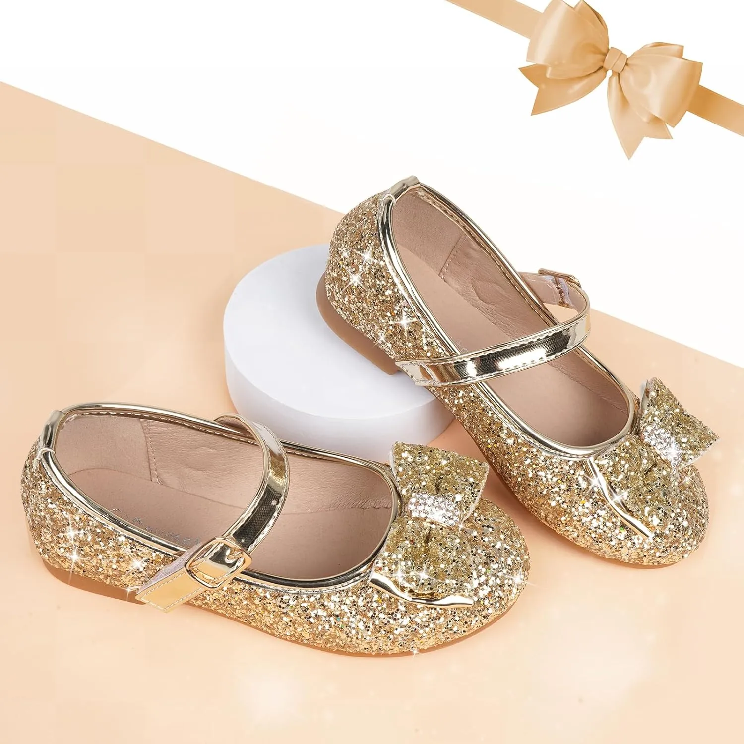 Toddler Girls Flats Mary Jane Shoes Flower Girl Dress Shoes School Wedding Party Ballet Flats for Little Kids