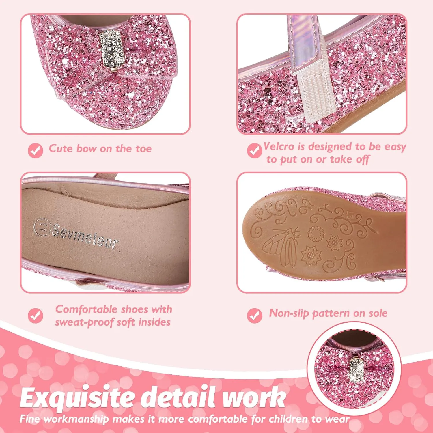Toddler Girls Flats Mary Jane Shoes Flower Girl Dress Shoes School Wedding Party Ballet Flats for Little Kids