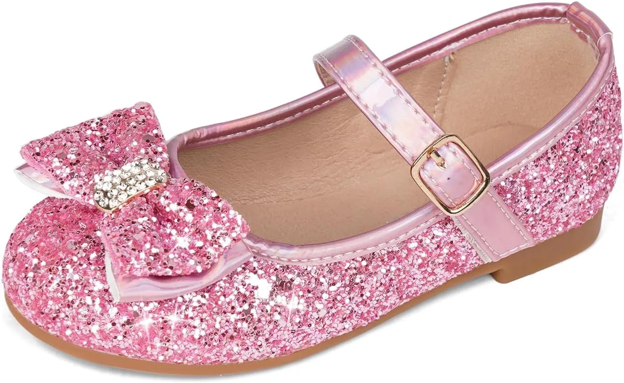 Toddler Girls Flats Mary Jane Shoes Flower Girl Dress Shoes School Wedding Party Ballet Flats for Little Kids