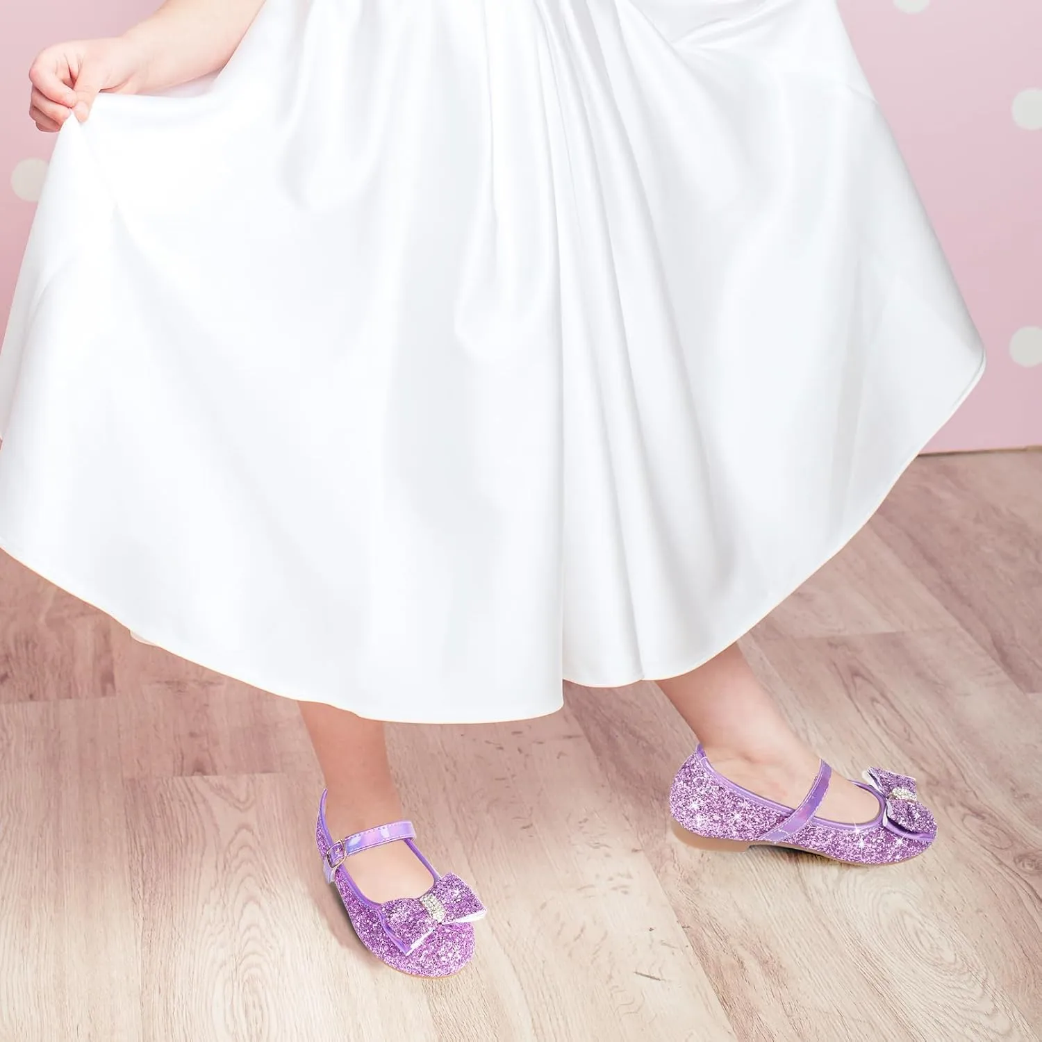 Toddler Girls Flats Mary Jane Shoes Flower Girl Dress Shoes School Wedding Party Ballet Flats for Little Kids