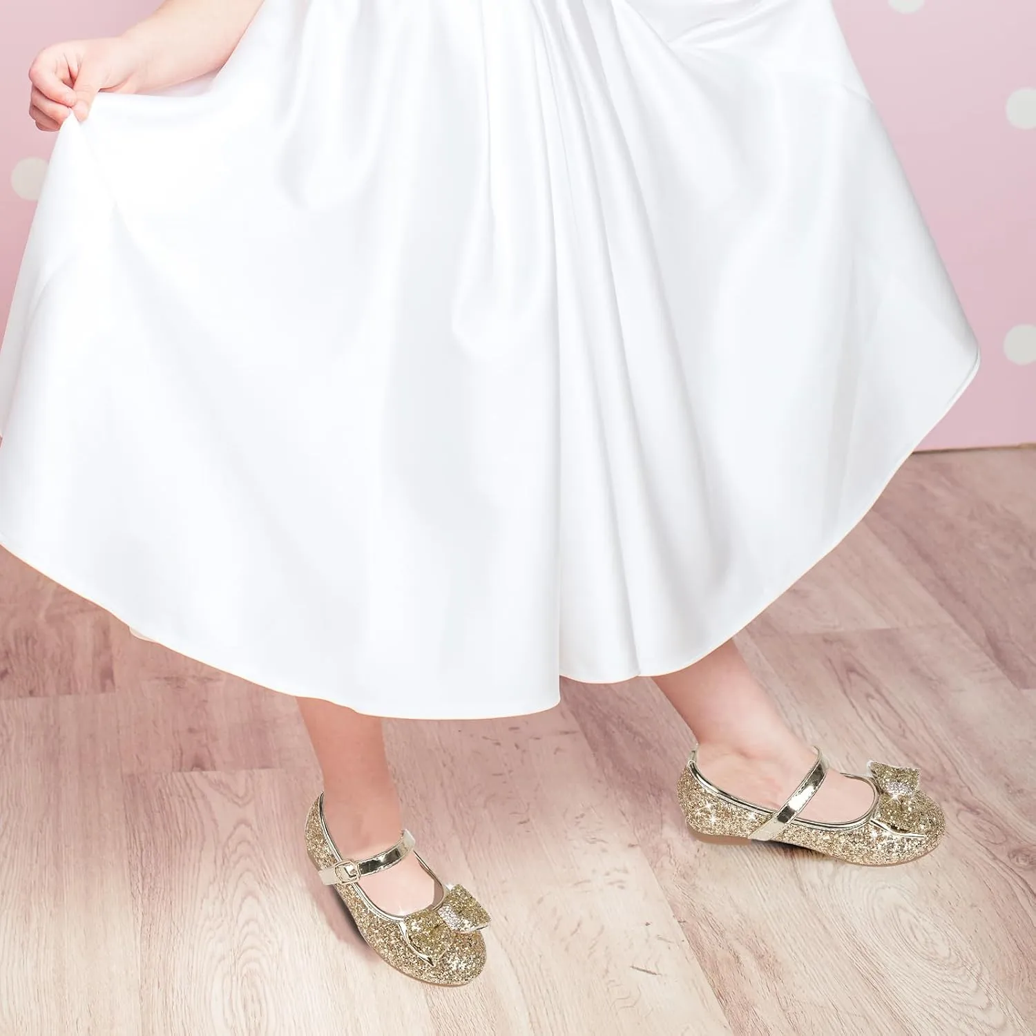 Toddler Girls Flats Mary Jane Shoes Flower Girl Dress Shoes School Wedding Party Ballet Flats for Little Kids
