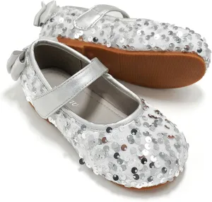 Toddler Girls Little Kid Ballet Sequin Ribbon Bows Flats Mary Jane Party Dress Shoes