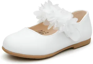 Toddler Girls School Uniform Closed Toe Mary Jane Flats Dress Shoes wiht Hook and Loop