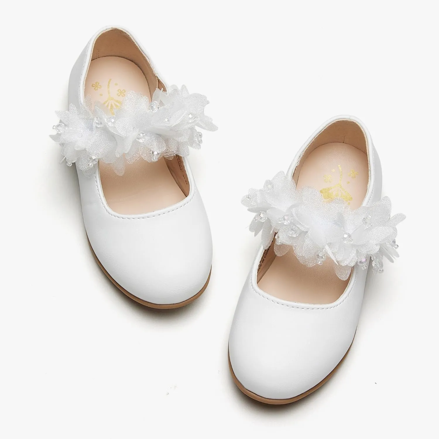 Toddler Girls School Uniform Closed Toe Mary Jane Flats Dress Shoes wiht Hook and Loop