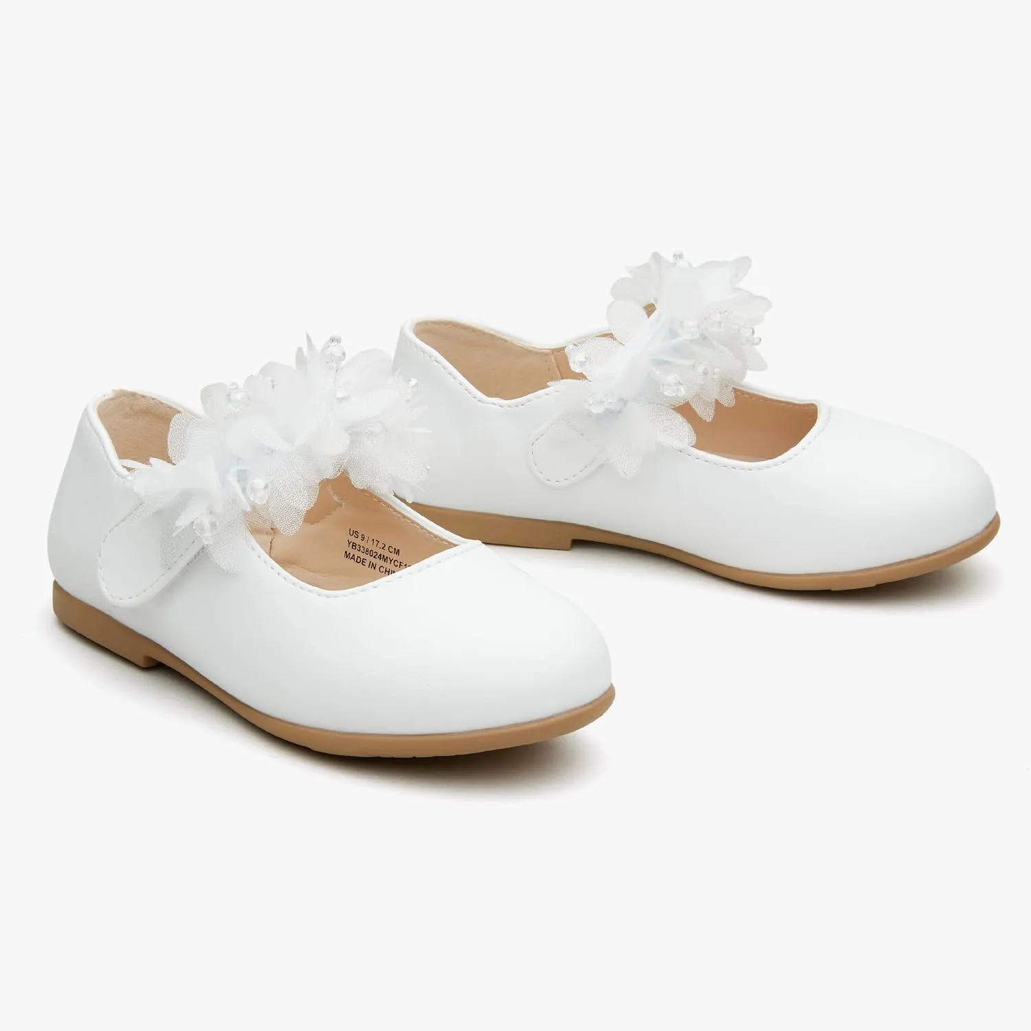 Toddler Girls School Uniform Closed Toe Mary Jane Flats Dress Shoes wiht Hook and Loop