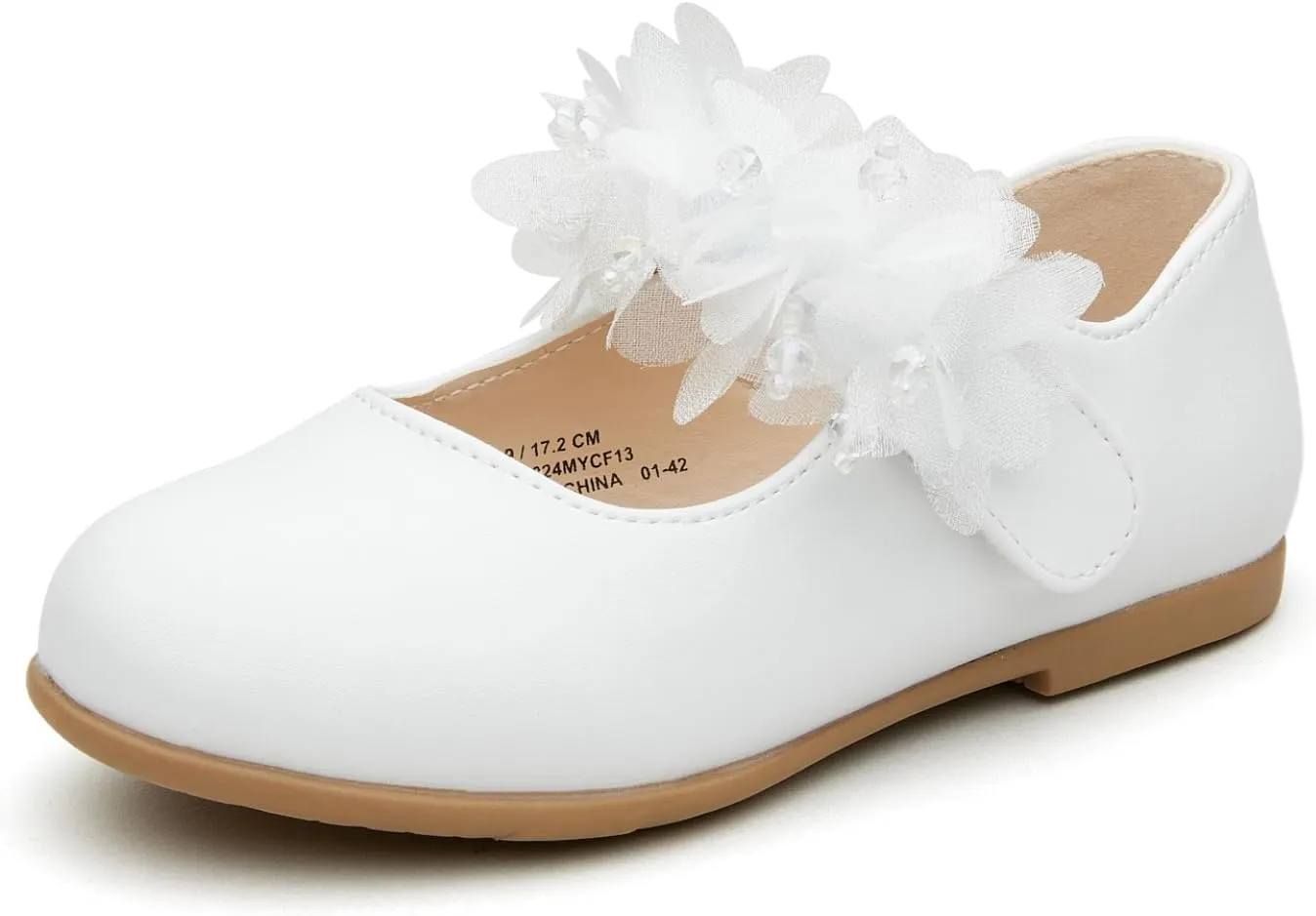Toddler Girls School Uniform Closed Toe Mary Jane Flats Dress Shoes wiht Hook and Loop