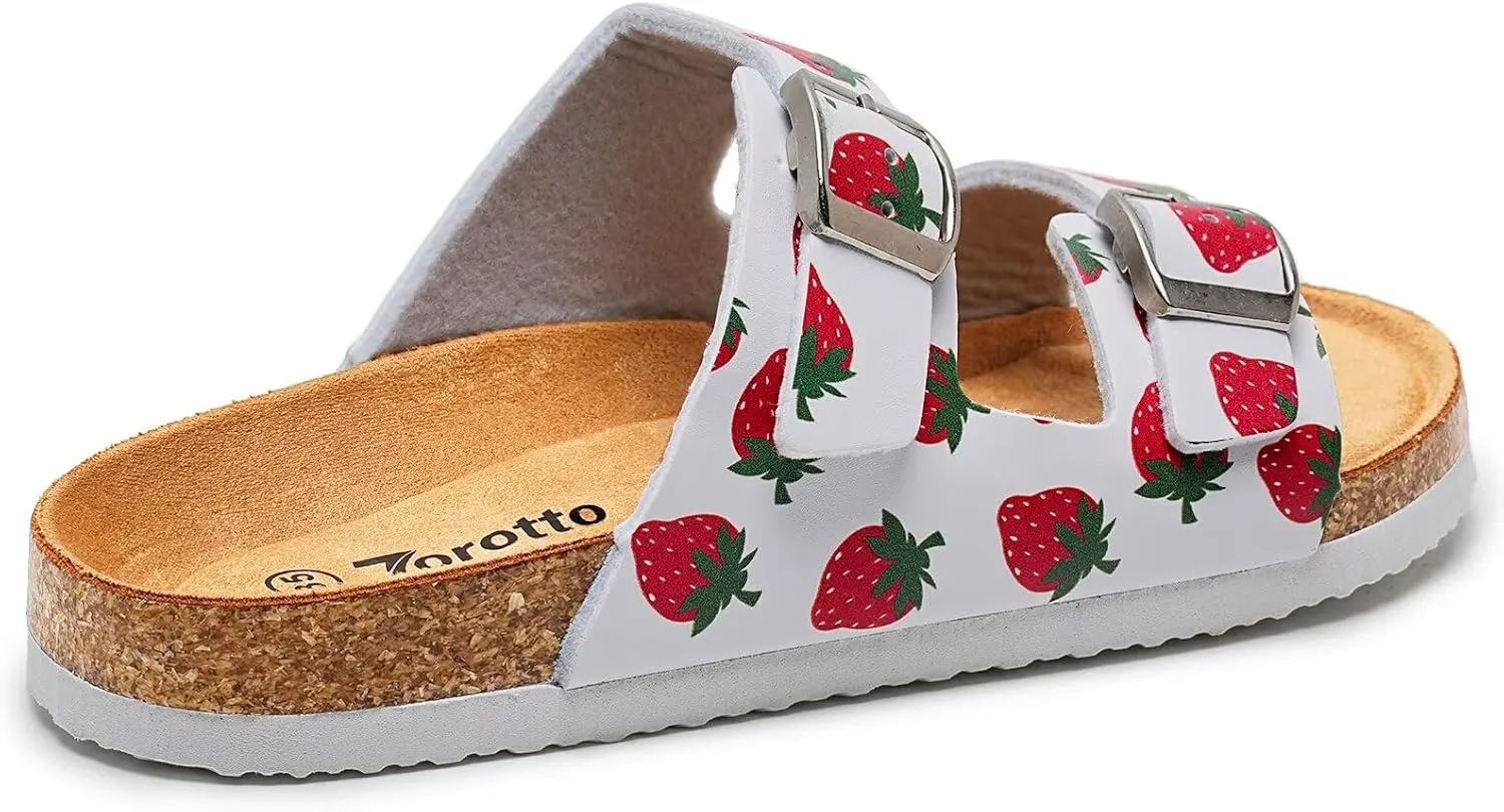 Torotto Kids Sandals Boys Girls Slide Summer Non-slip Cork Sandals with Adjustable Straps for Indoor & Outdoor
