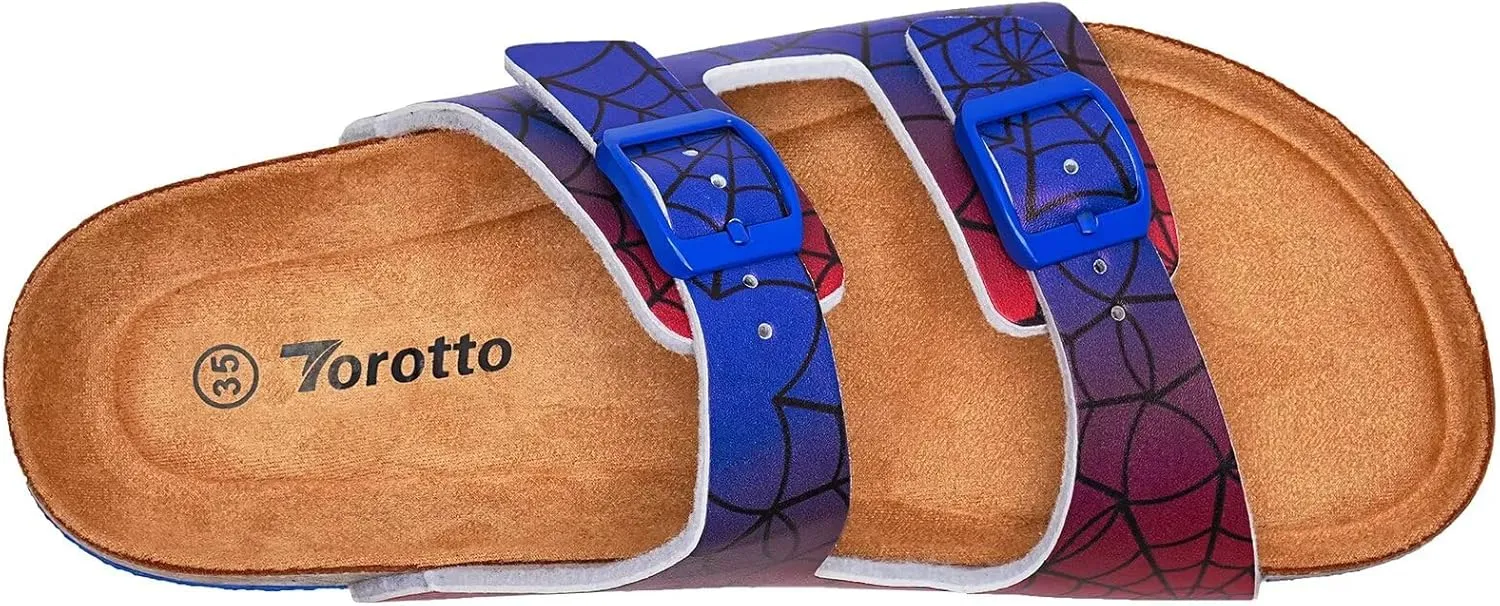 Torotto Kids Sandals Boys Girls Slide Summer Non-slip Cork Sandals with Adjustable Straps for Indoor & Outdoor