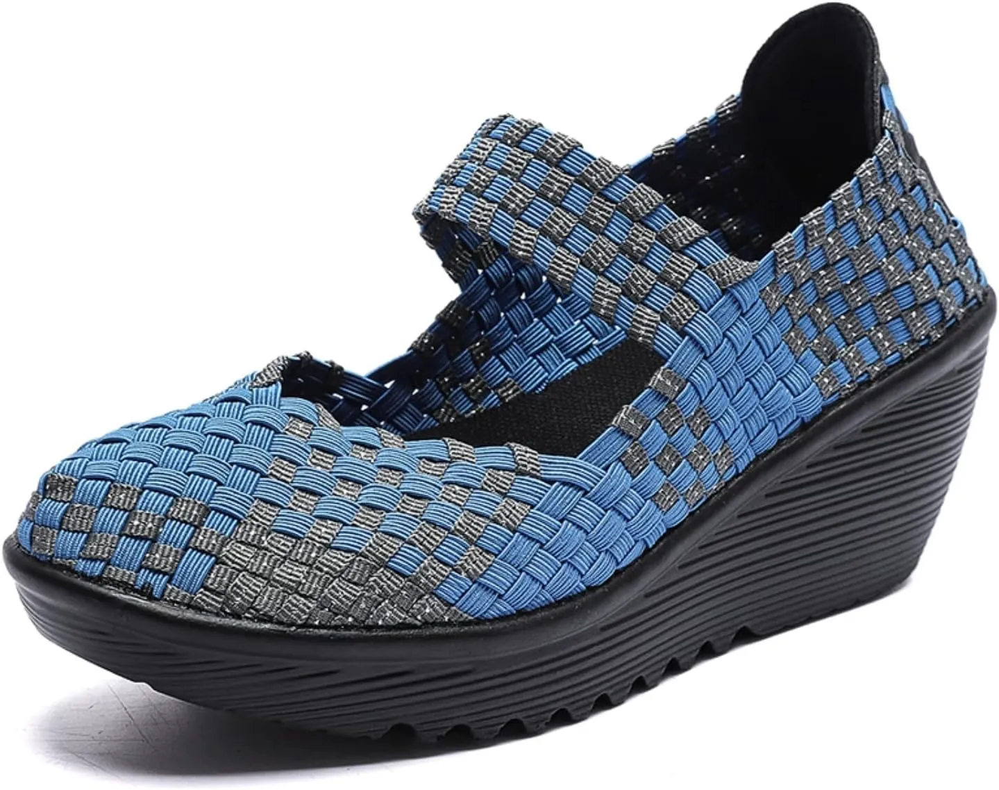 Touchmosees Women's Platform Wedge Sandals Woven Pumps Mary Jane Shoes Comfortable Walking Shoes