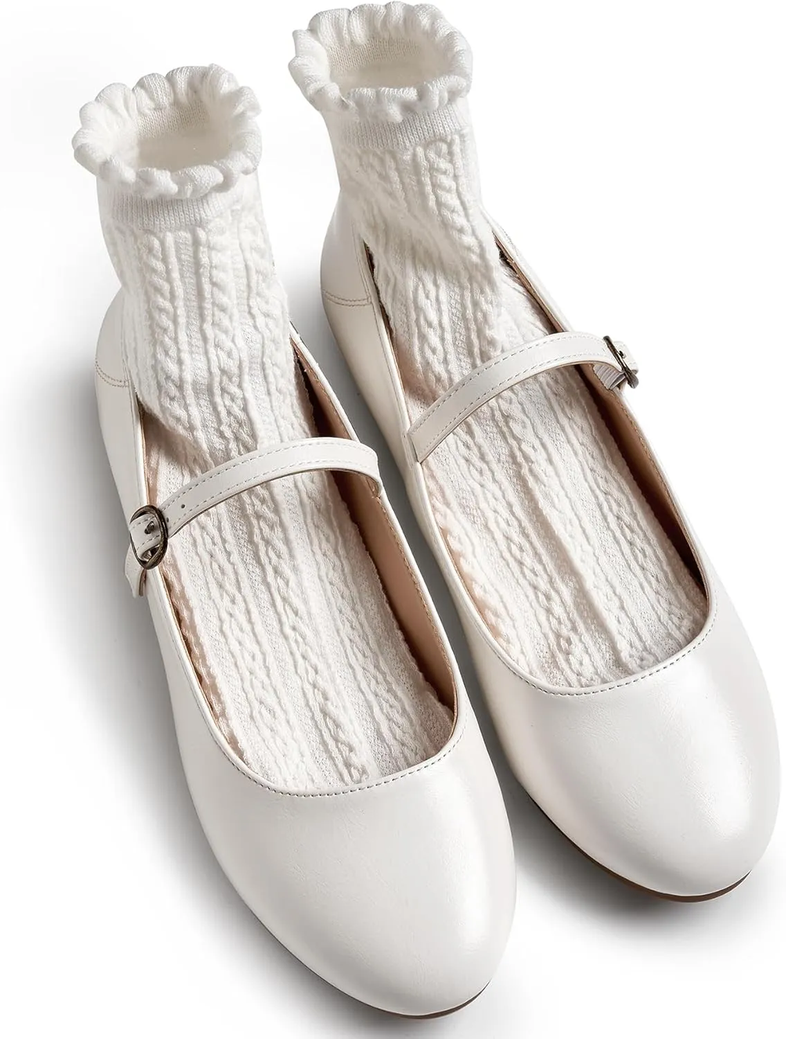 Trary Mary Jane Ballet Flats, Black Flats for Women, Ankle Strap Dressy Comfortable Flats