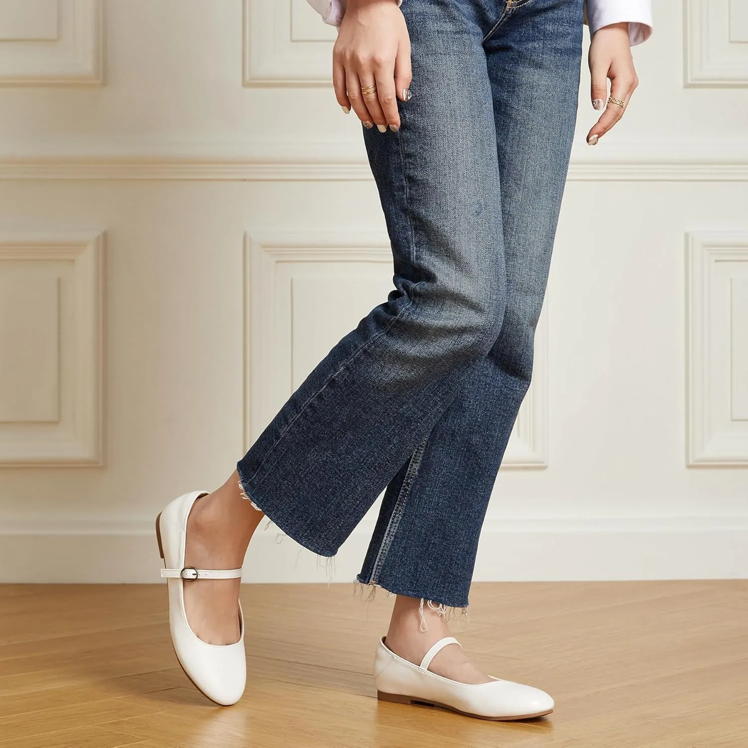 Trary Mary Jane Ballet Flats, Black Flats for Women, Ankle Strap Dressy Comfortable Flats