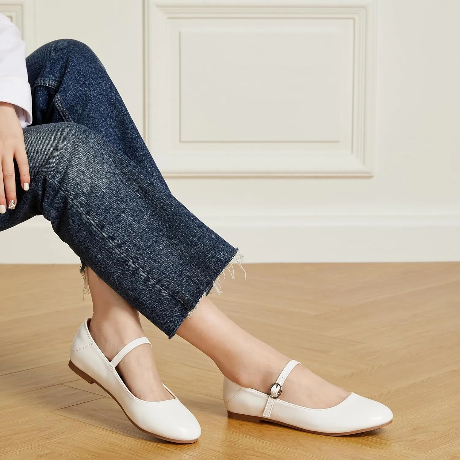 Trary Mary Jane Ballet Flats, Black Flats for Women, Ankle Strap Dressy Comfortable Flats