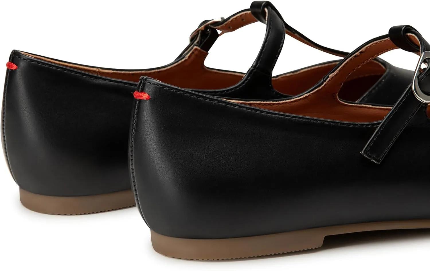 Trary Women's Black Mary Jane T-Strap Ballet Flats, Pointed Toe, Comfortable, Adjustable Buckle, Business Casual, US Size 7-12