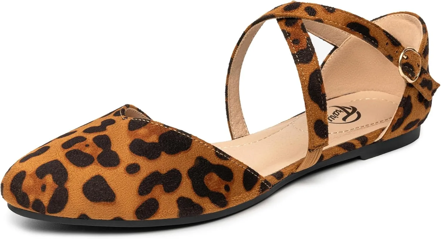 Trary Women's Flats, Black Wide Width Dress Shoes, Ankle Strap Closed Toe Ballet Flats