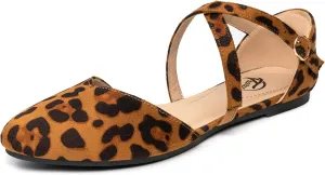 Trary Women's Flats, Black Wide Width Dress Shoes, Ankle Strap Closed Toe Ballet Flats