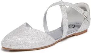 Trary Women's Flats, Black Wide Width Dress Shoes, Ankle Strap Closed Toe Ballet Flats