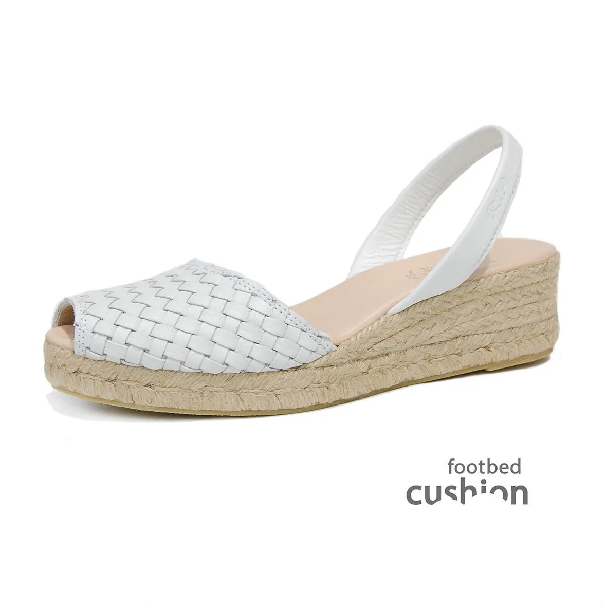 Trenza Low Jute Wedge Espadrilles in White