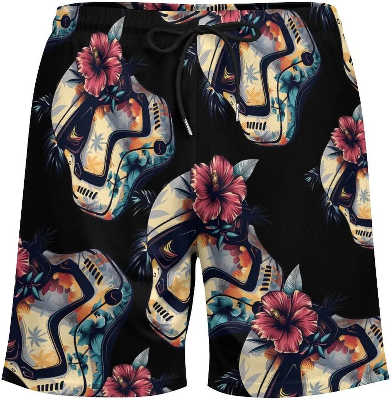Tropical Stormtrooper Floral Print Men's Swim Trunks Quick Dry Board Shorts Swim Shorts Swimwear with Compression Liner